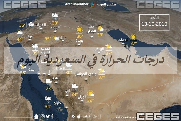 حالة الجو في السعودية : الاحد والاثنين هطول الأمطار على مكة وجدة والشرقية